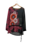 Vorschaubild 1 von Damen Bluse Blumenmuster Gr. 40/L Mehrfarbig Polyester Farbenfroh