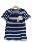Vorschaubild 1 von T-Shirt Kinder Blau Gr. 122 Baumwolle Gestreift Maritim Kurzarm Freizeit