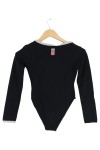 Vorschaubild 2 von Body Damen Gr. 38/M Schwarz Langarm Sportlich Baumwolle Logo-Print