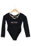 Vorschaubild 1 von Body Damen Gr. 38/M Schwarz Langarm Sportlich Baumwolle Logo-Print