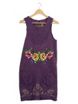 Vorschaubild 1 von Damen Strickkleid Gr. 40/L Lila Blumenstickerei Pailletten Farbenfroh