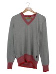 Vorschaubild 1 von Herren Pullover V-Ausschnitt Grau XL Baumwolle Casual