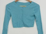 Vorschaubild 3 von Damen Strickjacke Türkis Gr. 34/XS Rippstrick Crop