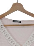 Vorschaubild 3 von Damen Langarmshirt Gr. 40;L Rosa V-Ausschnitt Spitze Casual