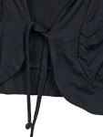 Vorschaubild 2 von Damen Bolero Wickeljacke Strickjacke Gr. 32/34 Schwarz Viskose Casual