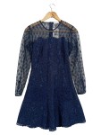 Vorschaubild 1 von Damen festliches Kleid Spitze Langarm Gr. 36 Blau Elegant