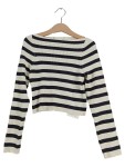 Vorschaubild 1 von Mädchen Pullover Gr. 140 Gestreift Creme Navy Rippstrick