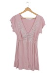 Vorschaubild 1 von Damen Freizeitkleid Gr. 44 Rosa Blumenstickerei Kordelzug
