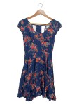 Vorschaubild 1 von Damen Sommerkleid Gr. 32/XXS Blau Blumenmuster Viskose