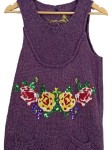 Vorschaubild 2 von Damen Strickkleid Gr. 40/L Lila Blumenstickerei Pailletten Farbenfroh