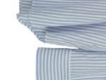 Vorschaubild 3 von Hemdbluse Damen Gr. 38/M Blau Baumwolle Gestreift Casual Langarm Knopf