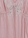Vorschaubild 3 von Damen Freizeitkleid Gr. 44 Rosa Blumenstickerei Kordelzug
