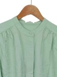 Vorschaubild 3 von Hemdbluse Damen Gr. 36/S Grün Viskose Strukturmuster Casual Langarm Knopf