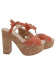 Vorschaubild 1 von Plateausandalen Damen Gr. 37 Orange Casual Korkabsatz