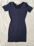 Vorschaubild 2 von Businesskleid Damen Blau Elegant Kurzarm Gr. 38 Strukturmuster