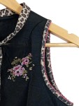 Vorschaubild 2 von Damen Top XS Schwarz Blumenstickerei Leopardenmuster Feminin