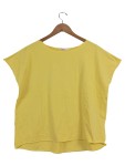 Vorschaubild 1 von T-Shirt Damen Gelb Gr. 42/XL Baumwolle Uni Casual Kurzarm Freizeit