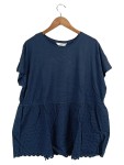 Vorschaubild 1 von T-Shirt Damen Blau Gr. 44/XXL Baumwolle Modal Uni Casual Kurzarm Freizeit