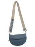 Vorschaubild 1 von Leder Bauchtasche Damen Gürteltasche Blau Crossbody Bag Stoffgurt