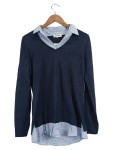 Vorschaubild 1 von Damen Pullover Blau UNI Viskose Punkte Casual Langarm