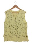 Vorschaubild 1 von Leichte Weste Damen Beige Gr. 44/XXL Viskose Florales Muster Knopf