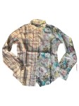 Vorschaubild 1 von Damen Hemdbluse Blumenmuster Karomuster Patchwork Gr. L Baumwolle