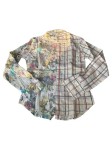 Vorschaubild 2 von Damen Hemdbluse Blumenmuster Karomuster Patchwork Gr. L Baumwolle