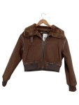 Vorschaubild 1 von Damen Bomberjacke mit Kunstpelzkragen Gr. 40/L Braun Vintage