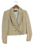 Vorschaubild 1 von Damen Tweed Blazer Bouclé Jacke Beige Cropped Gr. M 38