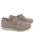 Vorschaubild 1 von Plateau Brogues Schnürschuhe Damen Wildleder Beige Gr. 38