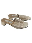 Vorschaubild 1 von Damen Sandaletten Gr. 39 Gold Elegant Lochmuster Pantoletten