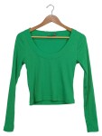 Vorschaubild 1 von Damen Pullover Gr. 38 Grün Rippstrick Casual Langarm