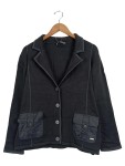 Vorschaubild 1 von Blazer Damen Schwarz Gr. 44/XXL Baumwolle Uni Casual Langarm Knopf
