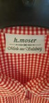 Vorschaubild 4 von Damen Trachtenbluse Gr. 38 Rot Weiß Kariert Spitze Baumwolle