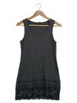 Vorschaubild 1 von Unterhemd Damen Gr. 36 Grau Viskose Uni Feminin Ärmellos Alltag Spitze