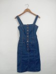 Vorschaubild 2 von Jeanskleid Damen Gr. 32/XXS Blau Baumwolle Uni Casual Freizeit Knopf