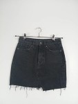 Vorschaubild 2 von Damen Jeansrock Minirock Fransen Uni Schwarz Gr. 34/XS