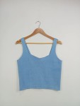 Vorschaubild 3 von Damen Ärmellos Top Blau L Strickmuster Casual Modern