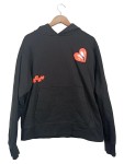 Vorschaubild 1 von Kapuzenpullover Damen Gr. 40/L Schwarz Casual Herz-Print Hoodie