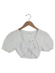 Vorschaubild 1 von Trachtenbluse Damen Kurzarm Weiß Gr. 34/XS Rüschen Spitze
