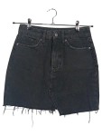 Vorschaubild 1 von Damen Jeansrock Minirock Fransen Uni Schwarz Gr. 34/XS