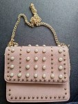Vorschaubild 2 von Rosa Umhängetasche mit Perlen & goldener Kette 19x15cm Damen