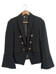 Vorschaubild 1 von Blazer Damen Gr. 34 / XS Schwarz Elegant Glockenärmel Zweireiher Knöpfe