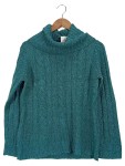 Vorschaubild 1 von Pullover Damen Türkis Gr. 42 Stoff Zopfstrickmuster Casual