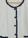 Vorschaubild 2 von Blazer Damen Weiß Gr. 44/XXL Baumwolle Strukturmuster Klassisch Knopf