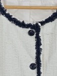 Vorschaubild 3 von Blazer Damen Weiß Gr. 44/XXL Baumwolle Strukturmuster Klassisch Knopf