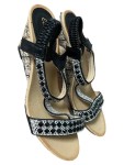 Vorschaubild 2 von Sandaletten Damen Schwarz Keilabsatz Strass Gr. 40 Elegant