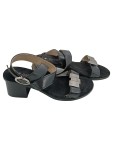 Vorschaubild 1 von Sandaletten Damen Leder Schwarz Gr. 37 Casual Blockabsatz