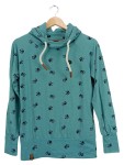 Vorschaubild 1 von Damen Kapuzenpullover Hoodie Gr. 38;M Türkis Pfotenmuster