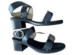 Vorschaubild 3 von Sandaletten Damen Leder Schwarz Gr. 37 Casual Blockabsatz